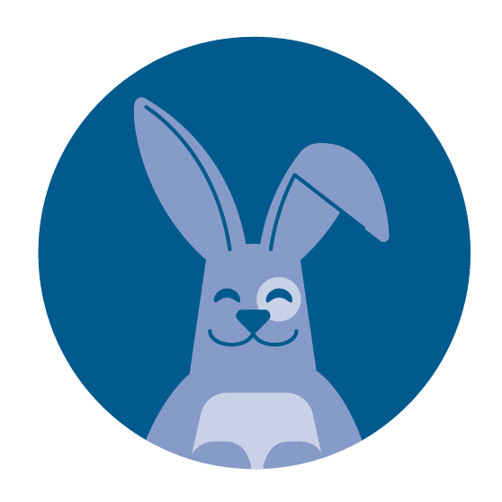 Illustration of smiley rabbit in roundel